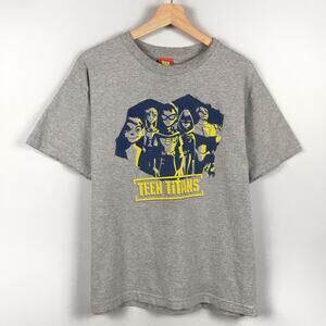 Vintage 2005 Teen Titans Graphic T Shirt Cartoon DC Comics Tee TV Movie Y2K Gray